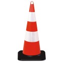 CONO STRADALE RETRORIFLETTENTE CON BASE NERA
